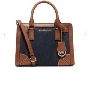 Michael Kors Dark Denim & Leather Small Satchel
